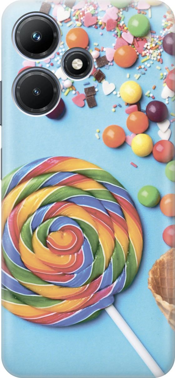 

Чехол на Infinix Hot 30i "Разноцветный леденец", Голубой;желтый, 159403