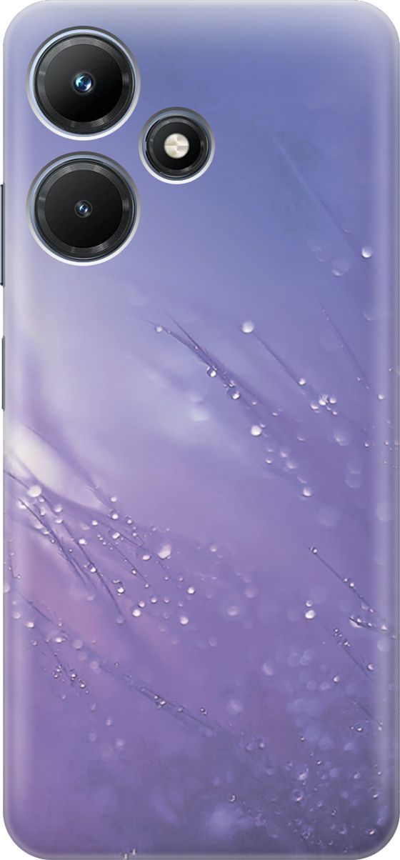 

Чехол на Infinix Hot 30i "Капли на синей траве", Белый;синий, 159409