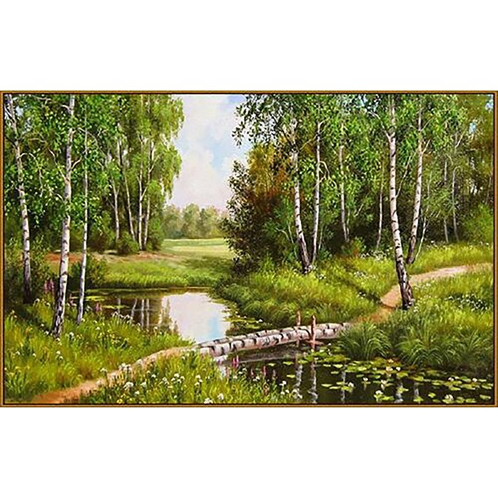 

Алмазная мозаика «Берёзовый мостик» 50 × 30 см, 37 цветов + наклейка
