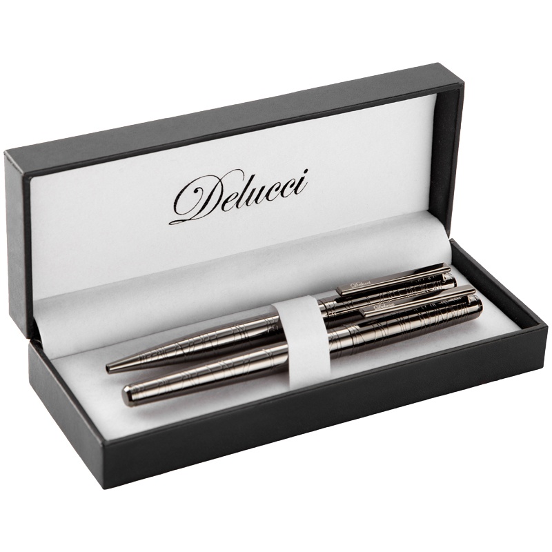 Набор Delucci CPn_11423 Mistico  ручка перьевая 08 мм и ручка-роллер 06 мм черные