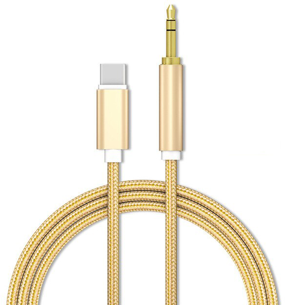 фото Кабель aux gsmin type-c - mini jack 3.5 mm 1м gold