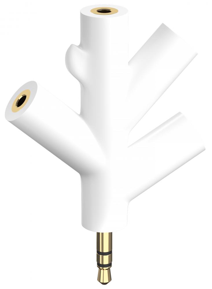 Аудио сплиттер GSMIN Fir разветвитель для четырех наушников Mini Jack 3.5мм (Белый)