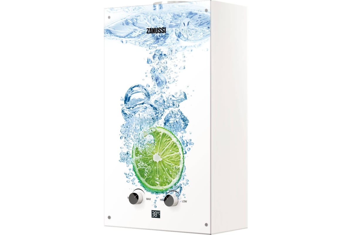 фото Газовая колонка zanussi gwh 10 fonte glass lime