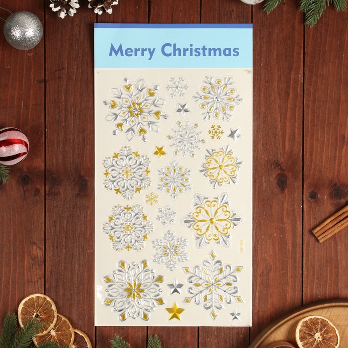 

Наклейки на окна "Новогодние" снежинки, 47 х 25 см, Разноцветный