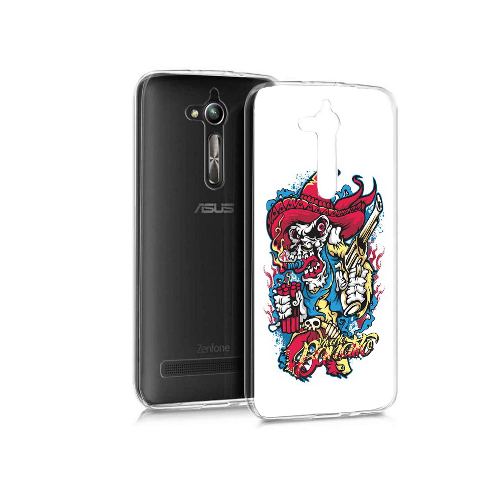 

Чехол MyPads Tocco для Asus ZenFone Go (ZB500KL) нарисованный скелет с писталетом, Прозрачный, Tocco