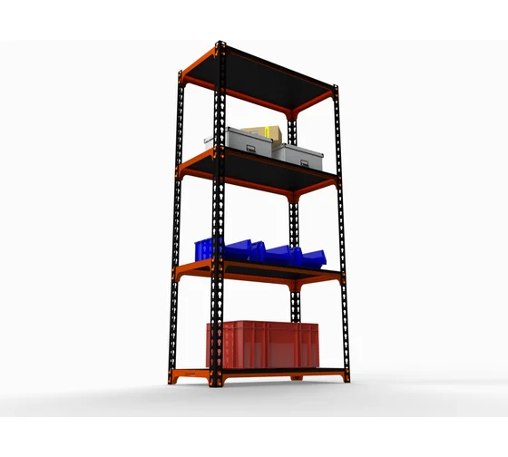 

Стеллаж Metalex MID 1800х1400х400 4 полки оранжево-чёрный, Разноцветный, 107003