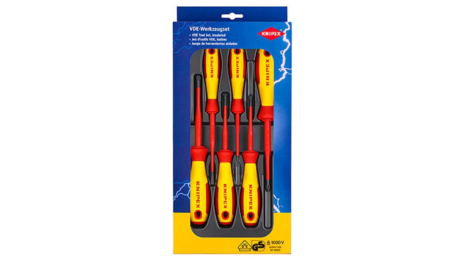 Набор отвёрток Knipex VDE диэлектрических, c узким концом, 6 пр., KN-002012V04