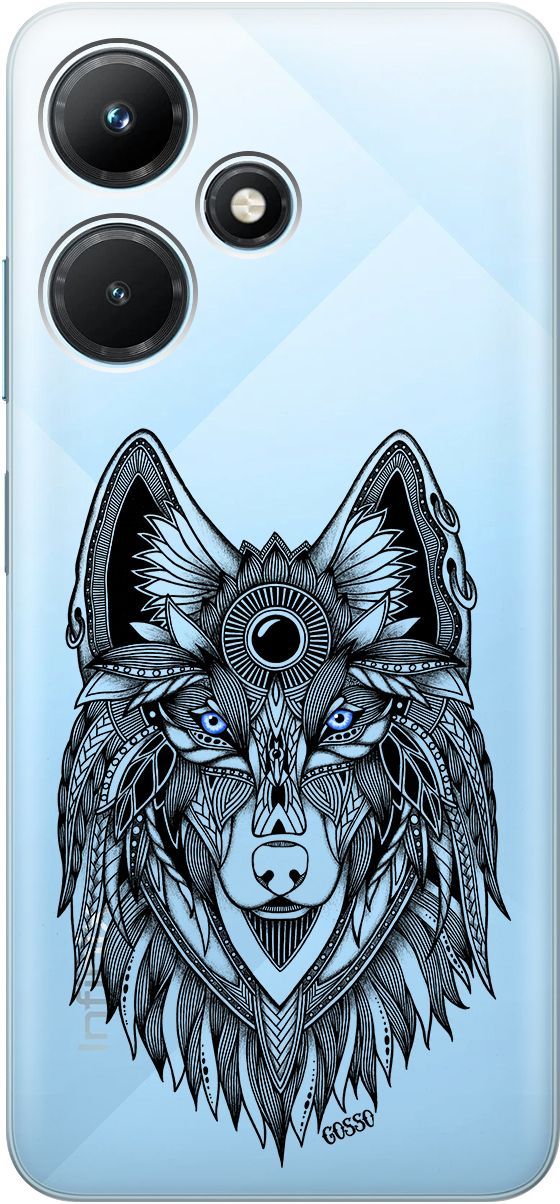 

Чехол на Infinix Hot 30i "Grand Wolf" прозрачный, Прозрачный;голубой, 159410