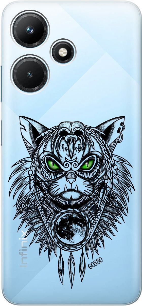 

Чехол на Infinix Hot 30i "Shaman Cat" прозрачный, Прозрачный;черный, 159410