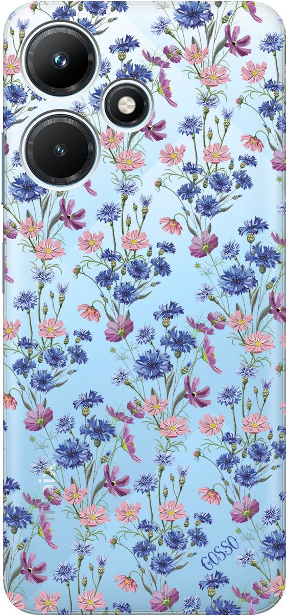 

Чехол на Infinix Hot 30i "Lovely Cornflowers" прозрачный, Прозрачный;голубой, 159410