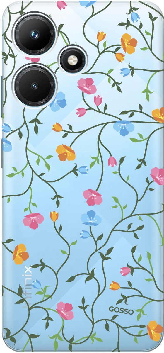 

Чехол на Infinix Hot 30i "Сurly Flowers" прозрачный, Прозрачный;голубой, 159410