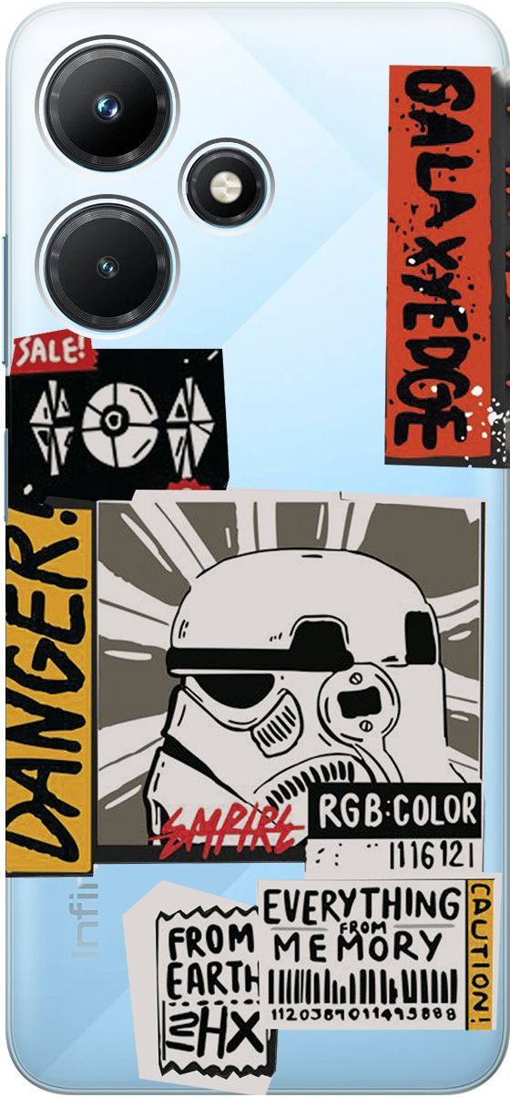 

Чехол на Infinix Hot 30i "Stormtrooper Stickers" прозрачный, Прозрачный;белый, 159411