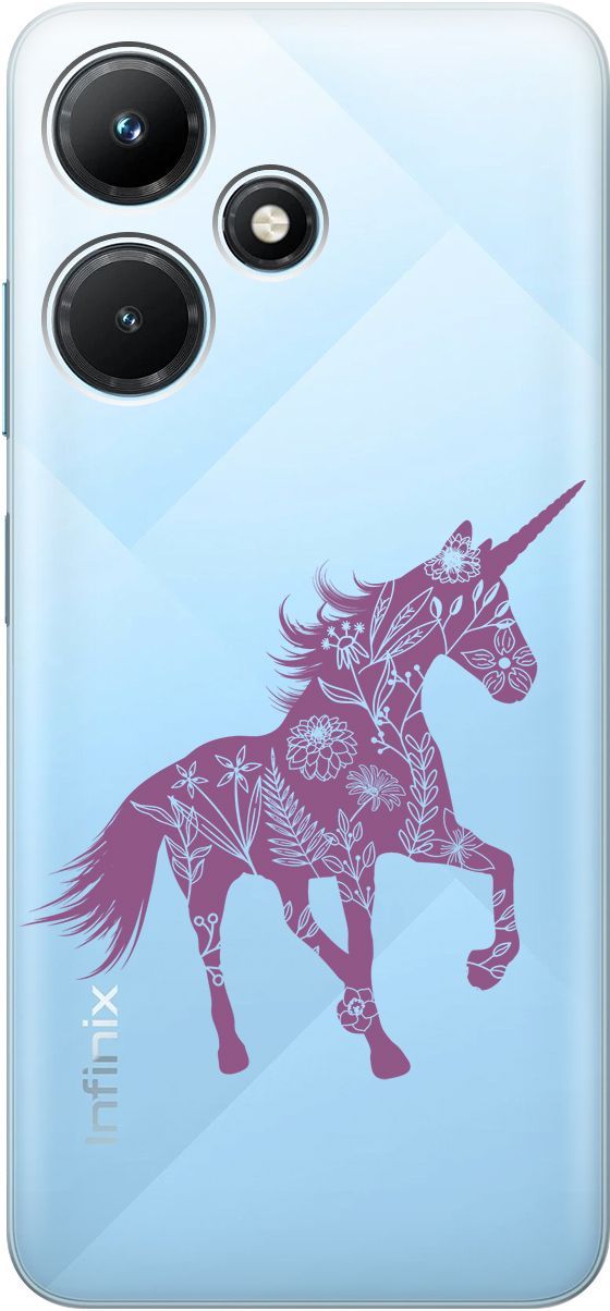 

Чехол на Infinix Hot 30i "Floral Unicorn" прозрачный, Прозрачный;фиолетовый, 159411