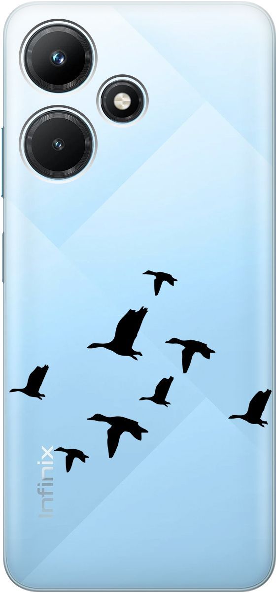 

Чехол на Infinix Hot 30i "Flock of Ducks" прозрачный, Прозрачный;черный, 159411