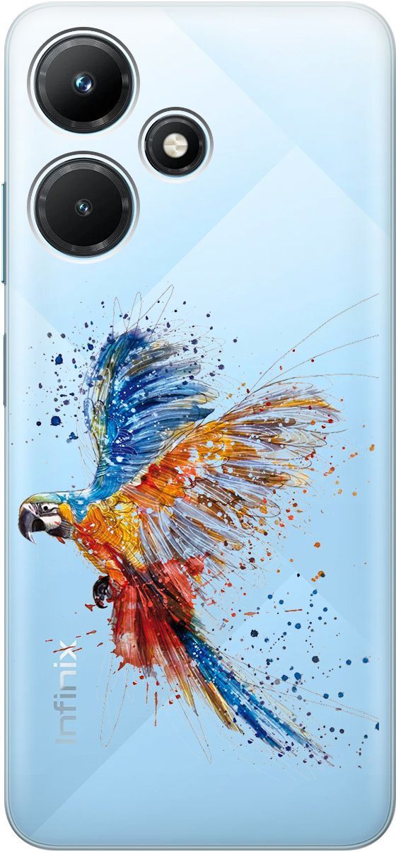 

Чехол на Infinix Hot 30i "Colorful Parrot" прозрачный, Прозрачный;голубой, 159411