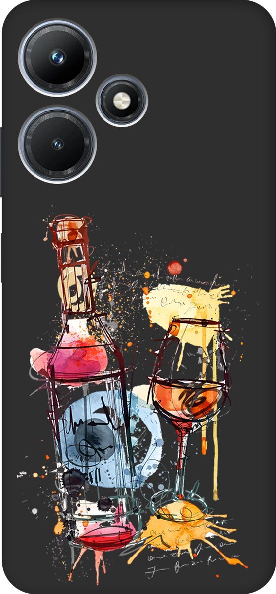 

Чехол на Infinix Hot 30i "Aquarelle Wine" черный, Черный;голубой, 159412