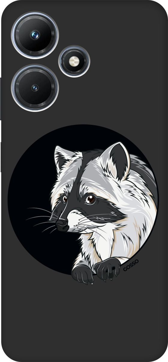 

Чехол на Infinix Hot 30i "Raccon in a Hollow" черный, Черный;белый, 159412