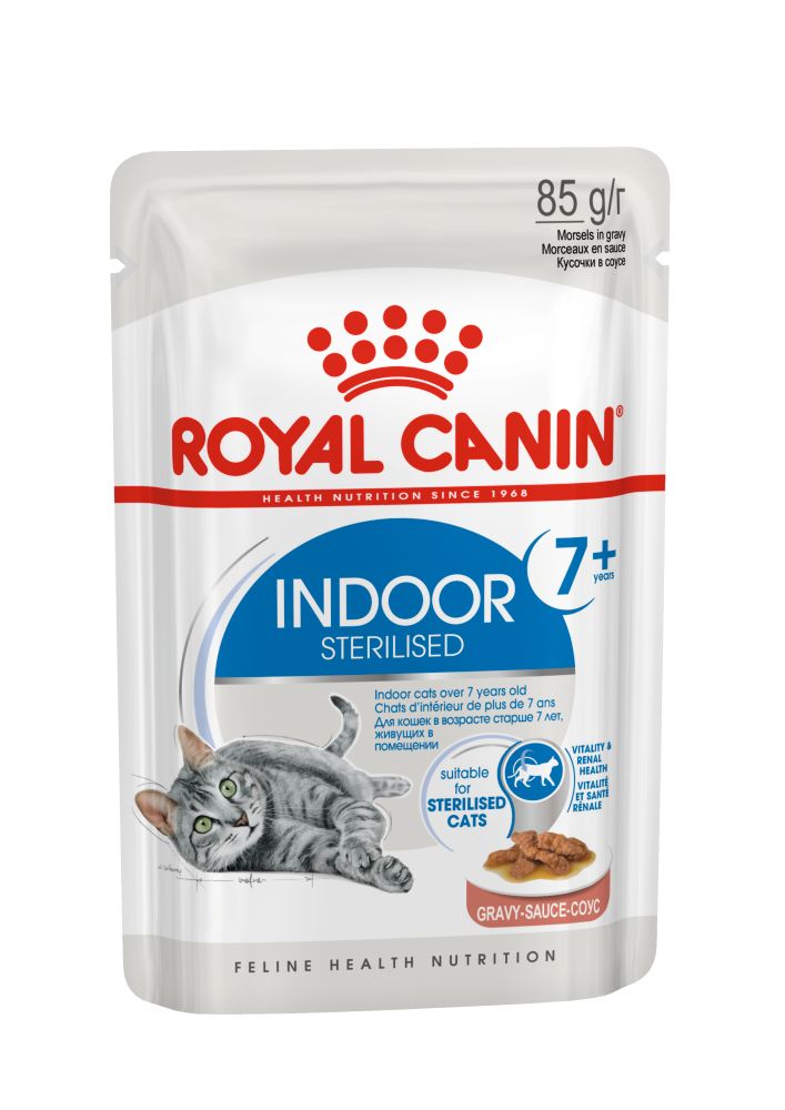 

Влажный корм для кошек Royal Canin Indoor +7, для домашних, в соусе, 28 шт по 85 г