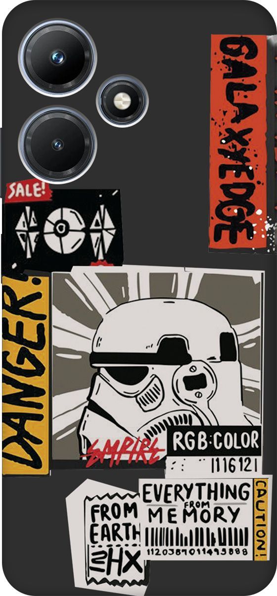 

Чехол на Infinix Hot 30i "Stormtrooper Stickers" черный, Черный;белый, 159413