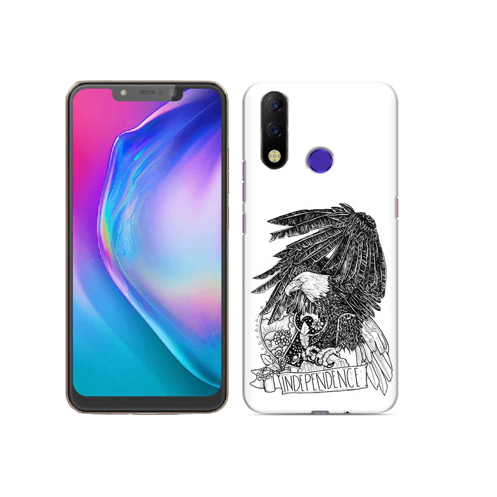 

Чехол MyPads Tocco для Tecno Spark 3 Pro черно белый сокол, Прозрачный, Tocco