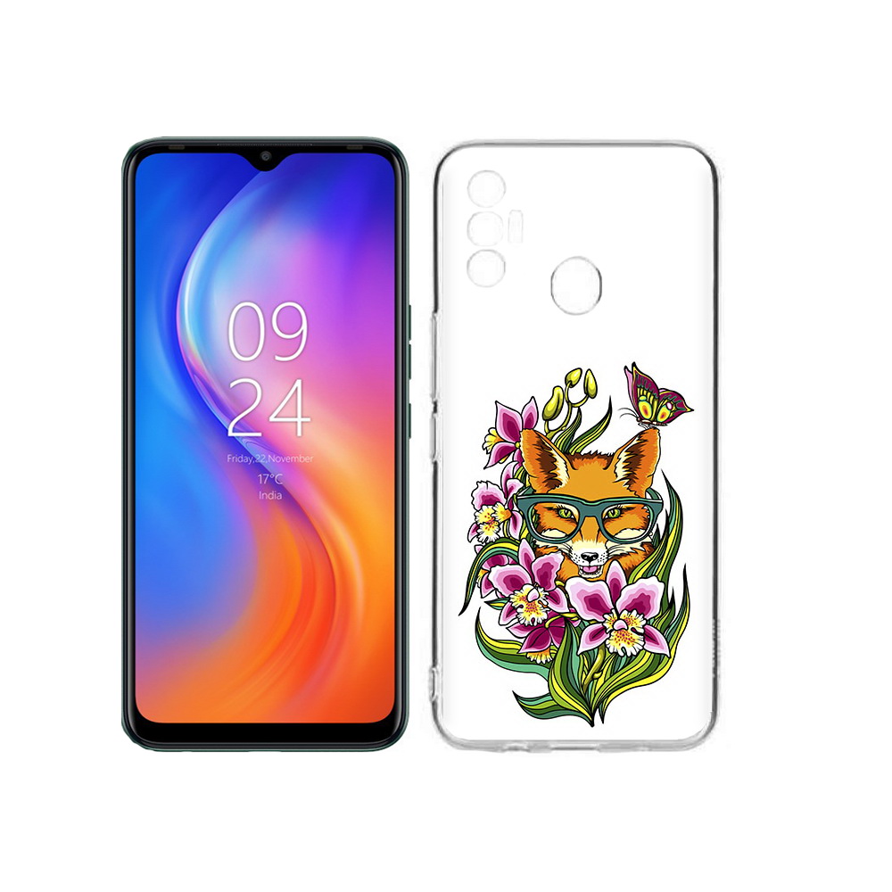 

Чехол MyPads Tocco для Tecno Spark 7 Лиса в цветах, Прозрачный, Tocco