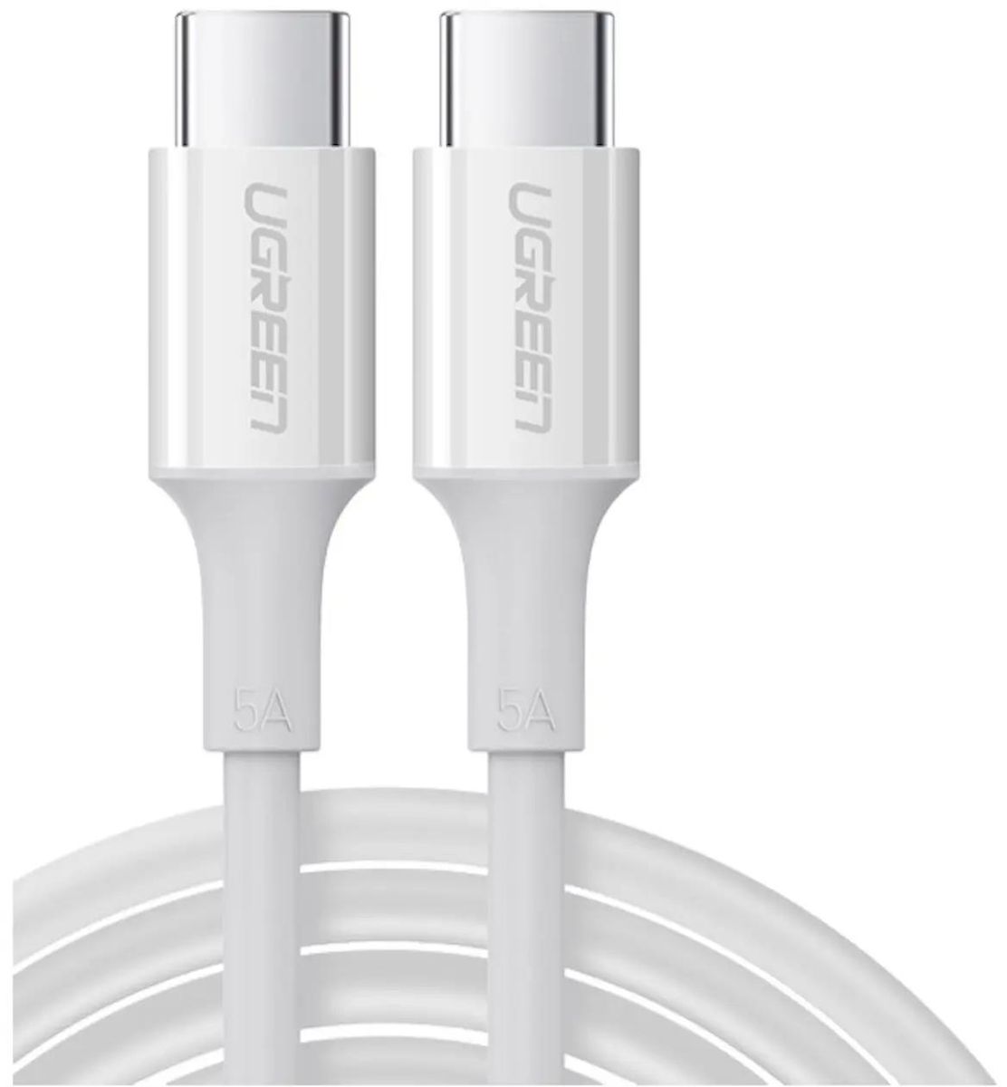 

Кабель uGreen US300 Type-C - Type-C, 5 А, 2 м, белый (60552), US300