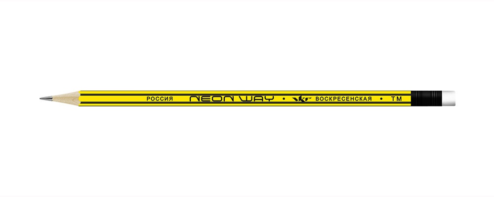 

Карандаш графитный ВКФ Neon way с полосками на ребрах HB 72 шт желтый
