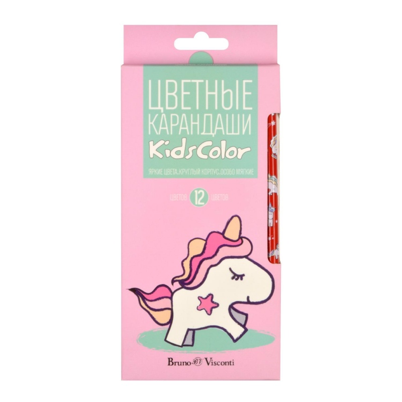 

Карандаши цветные Bruno Visconti 30-0103-1 12 цв Kidscolor Единорог круглые, Разноцветные