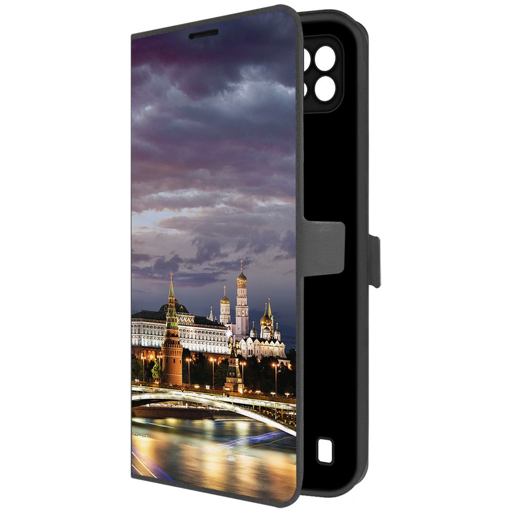 

Чехол-книжка Krutoff Eco Book для Realme C21 Россия, Московский Кремль (черный)