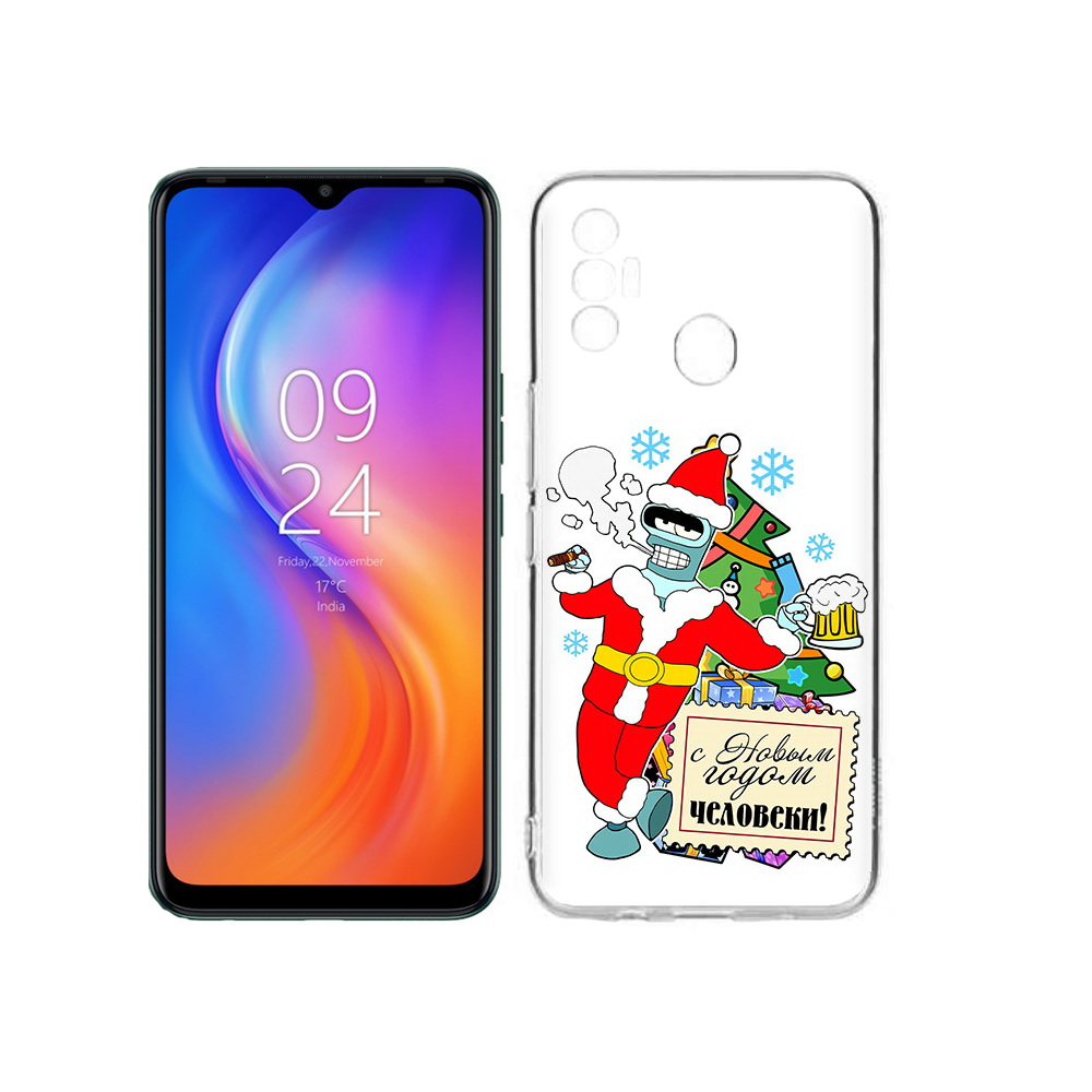 

Чехол MyPads Tocco для Tecno Spark 7 С новым годом человеки, Прозрачный, Tocco