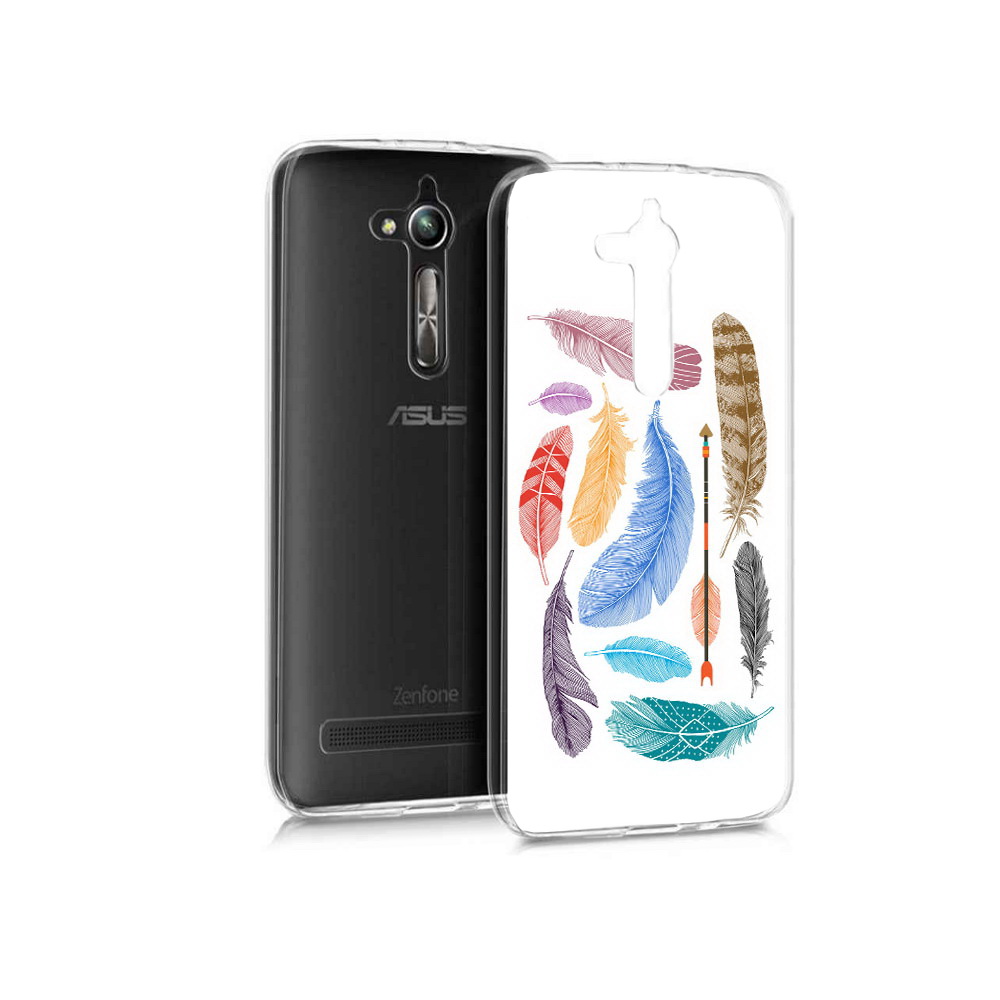 

Чехол MyPads Tocco для Asus ZenFone Go (ZB500KL) разноцветные перья, Прозрачный, Tocco