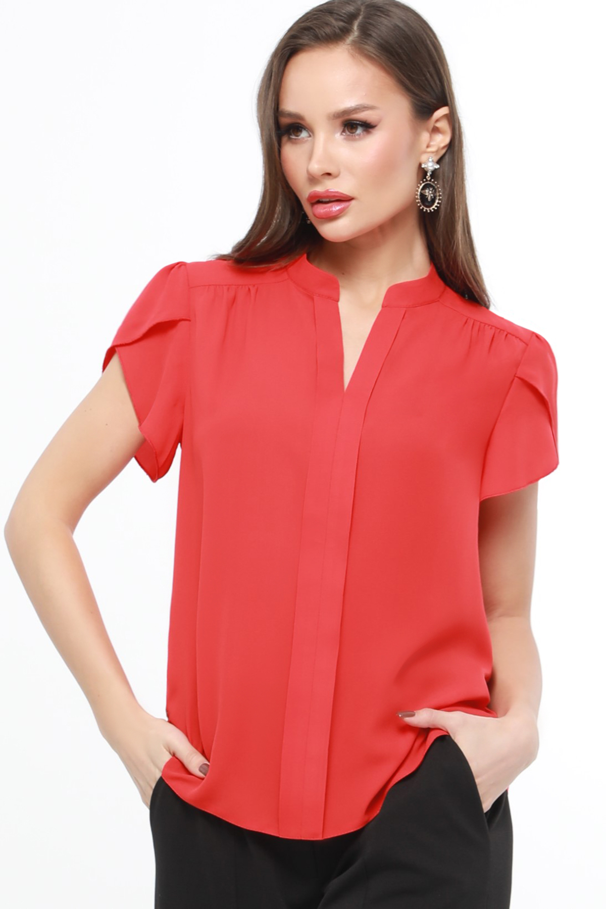 Блуза женская DSTrend Шарлиз красная 46 RU