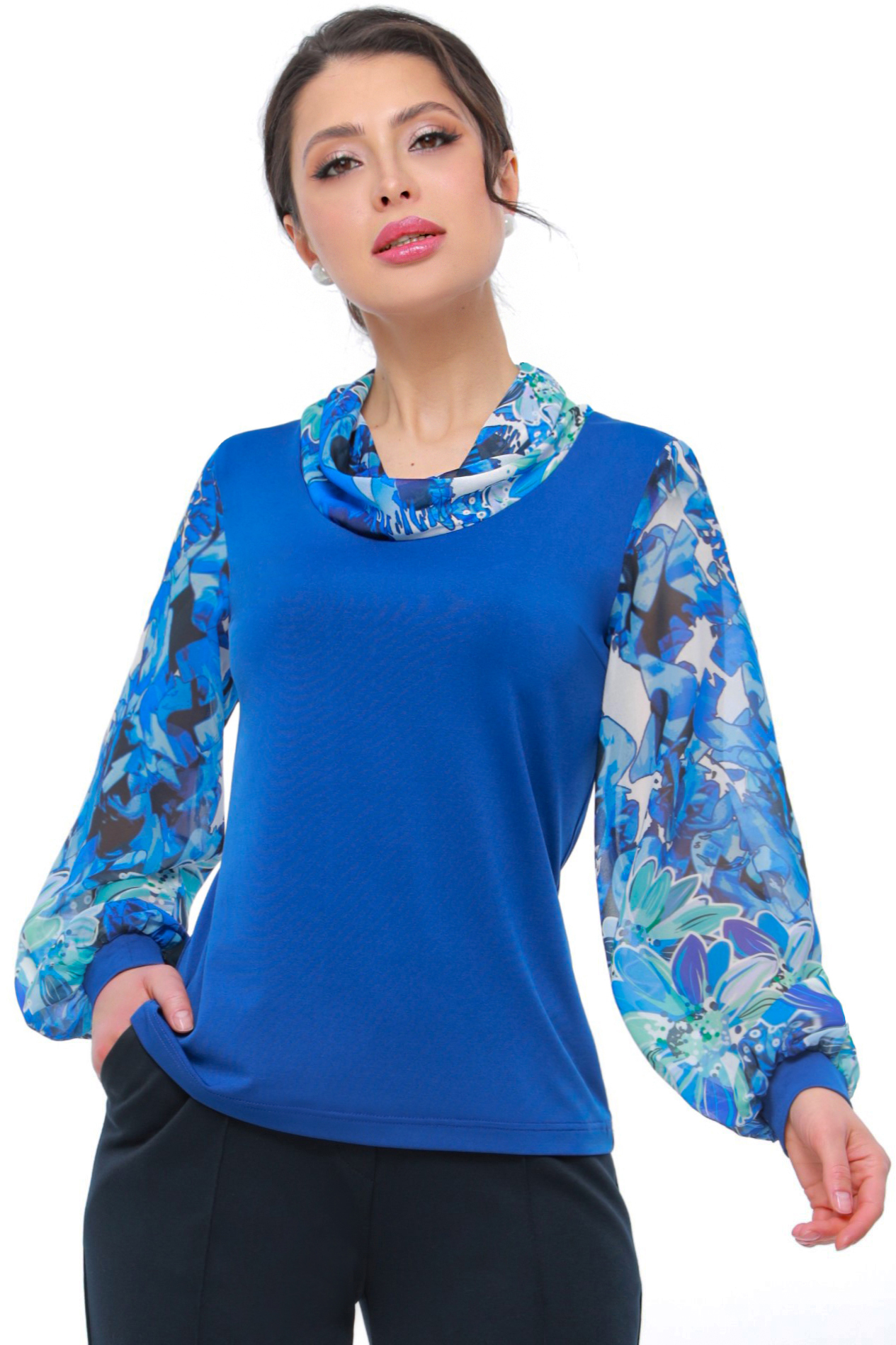 Блуза женская DSTrend Эстель синяя 50 RU