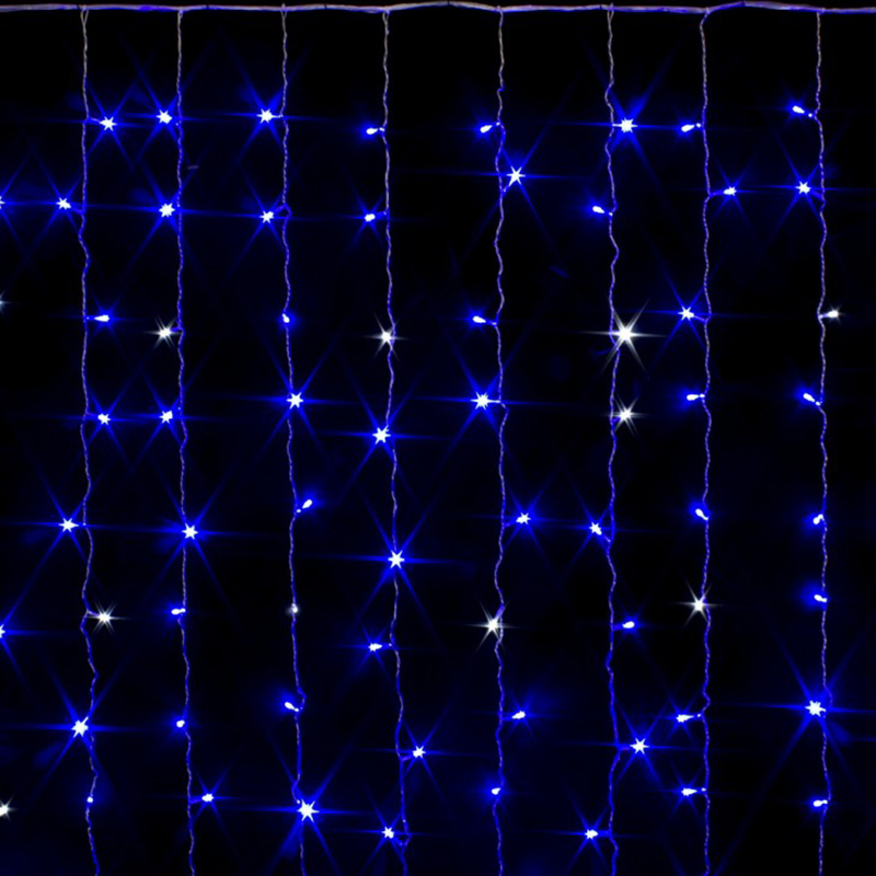 фото Светодиодная гирлянда штора / занавес / дождик с контроллером и коннектором 3 х 3 м синий baziator
