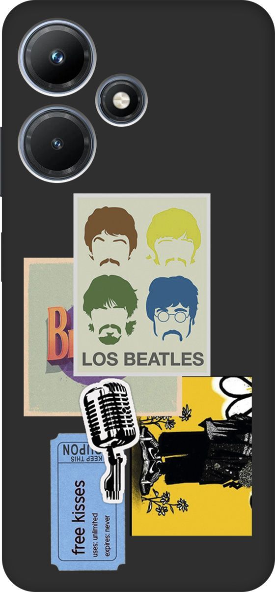 

Чехол на Infinix Hot 30i "Beatles Stickers" черный, Черный;белый, 159413