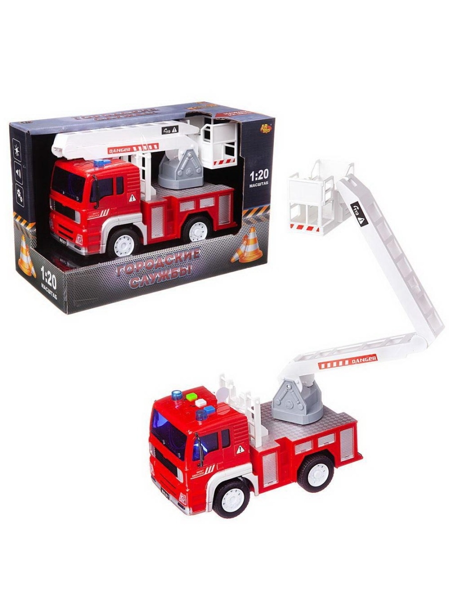 

Машинка инерционная ABtoys Пожарная машина с белой лестницей 1:20, 24x12x15,5 см