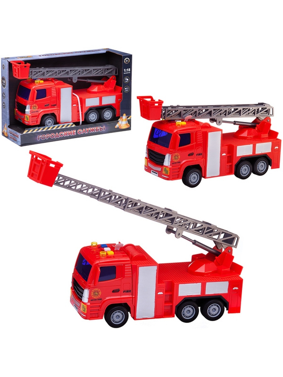 

Машинка AB Toys Пожарная машина с серой лестницей, пластмассовая, инерц. 10х27х17,5 см