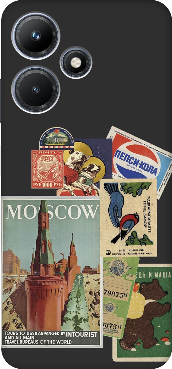 

Чехол на Infinix Hot 30i "Soviet Stickers" черный, Черный;голубой, 159413