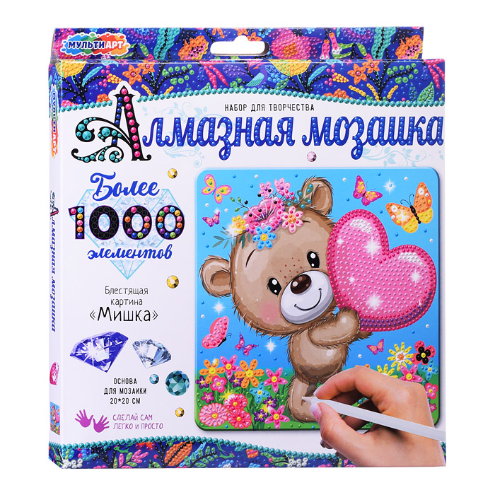 Алмазная мозаика Multi Art Мишка 20*20 см