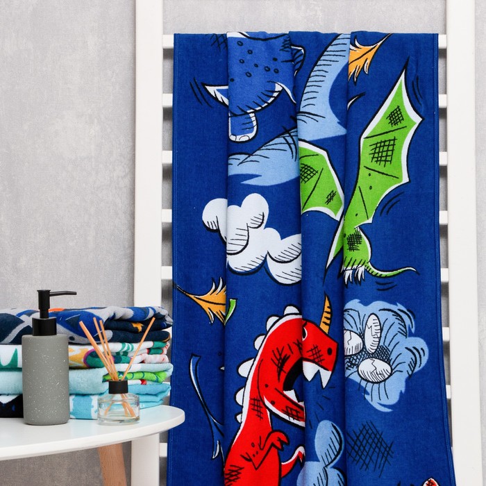 

Полотенце Love Life "Динозаврики" 70x140 см, велюр/махра 340гр/м2, 100% хлопок