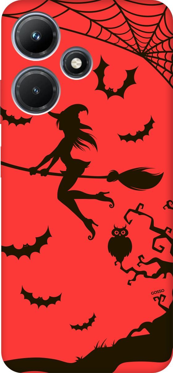 

Чехол на Infinix Hot 30i "Witch on a Broomstick" красный, Красный;черный, 159422