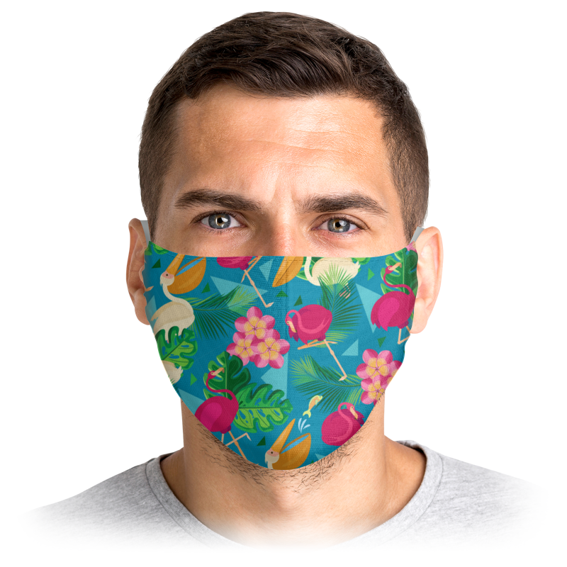 

Многоразовая маска Printio Фламинго и пеликаны в геометрических тропиках бирюзовая L, Фламинго и пеликаны в геометрических тропиках