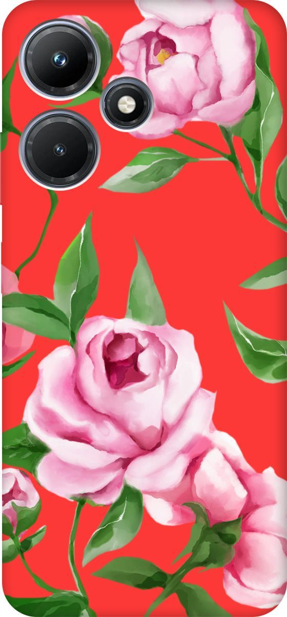 

Чехол на Infinix Hot 30i "Amazing Peonies" красный, 159422