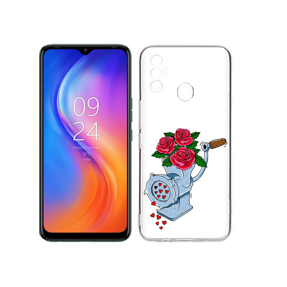 

Чехол MyPads Tocco для Tecno Spark 7 Цветочные сердца, Прозрачный, Tocco