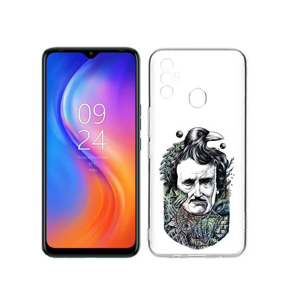 

Чехол MyPads Tocco для Tecno Spark 7 Эдгар Аллан с вороном, Прозрачный, Tocco