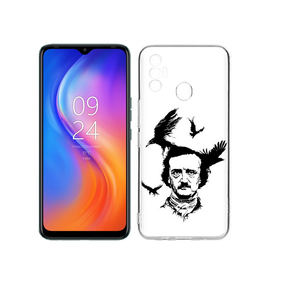 

Чехол MyPads Tocco для Tecno Spark 7 Эдгар Аллан черно белый, Прозрачный, Tocco