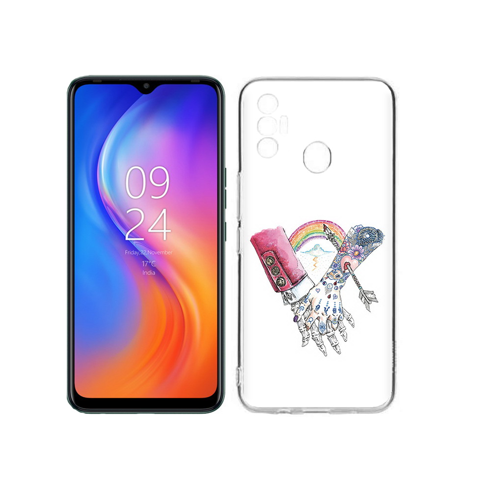 

Чехол MyPads Tocco для Tecno Spark 7 абстракция руки в татуировках, Прозрачный, Tocco