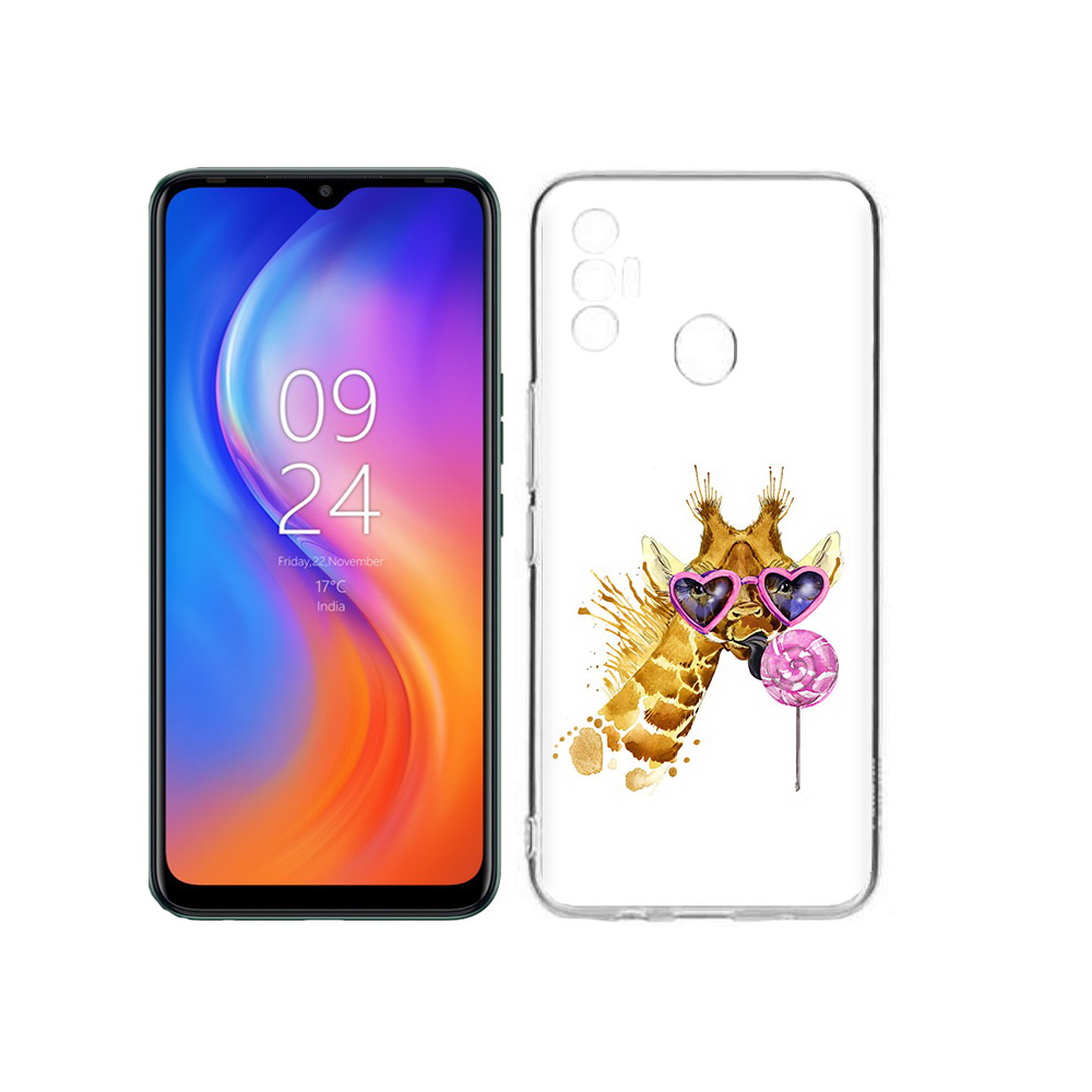 

Чехол MyPads Tocco для Tecno Spark 7 акварельный жираф, Прозрачный, Tocco