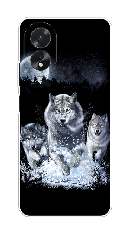 

Чехол на Oppo A38/A18 "Стая волков под луной", Черный;белый;серый, 2515350-1