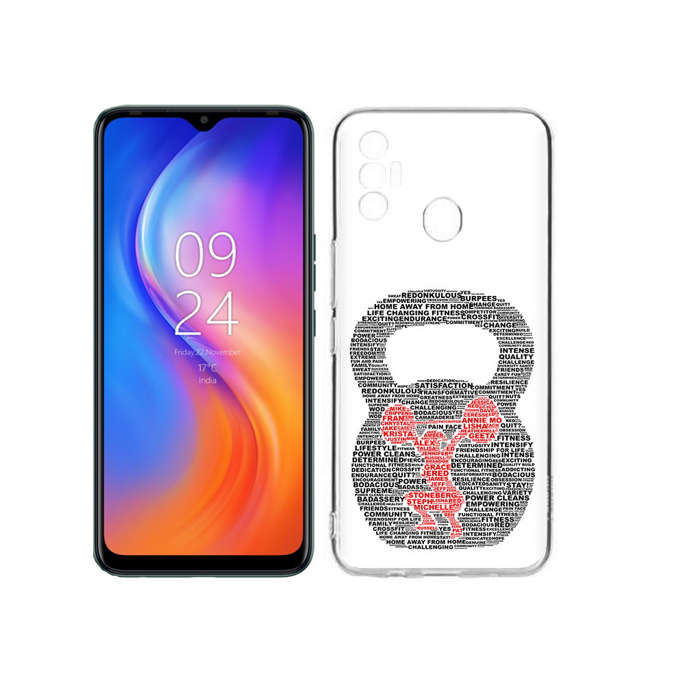 

Чехол MyPads Tocco для Tecno Spark 7 бодибилдинг гиря из слов, Прозрачный, Tocco